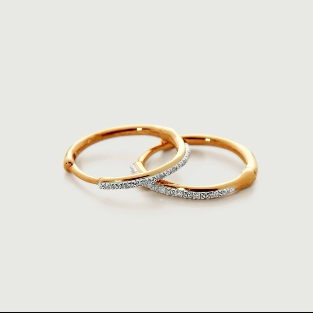 Monica Vinader Riva Diamond Small Hoop Earrings - 18k Gold Vermeil & Diamond